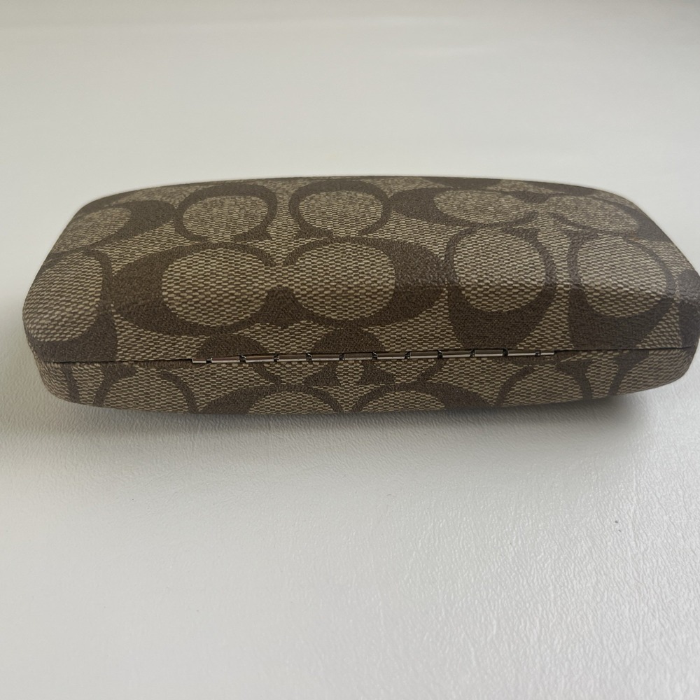 COACH Signature Monogram Tan Brown EyeGlass Hard Case